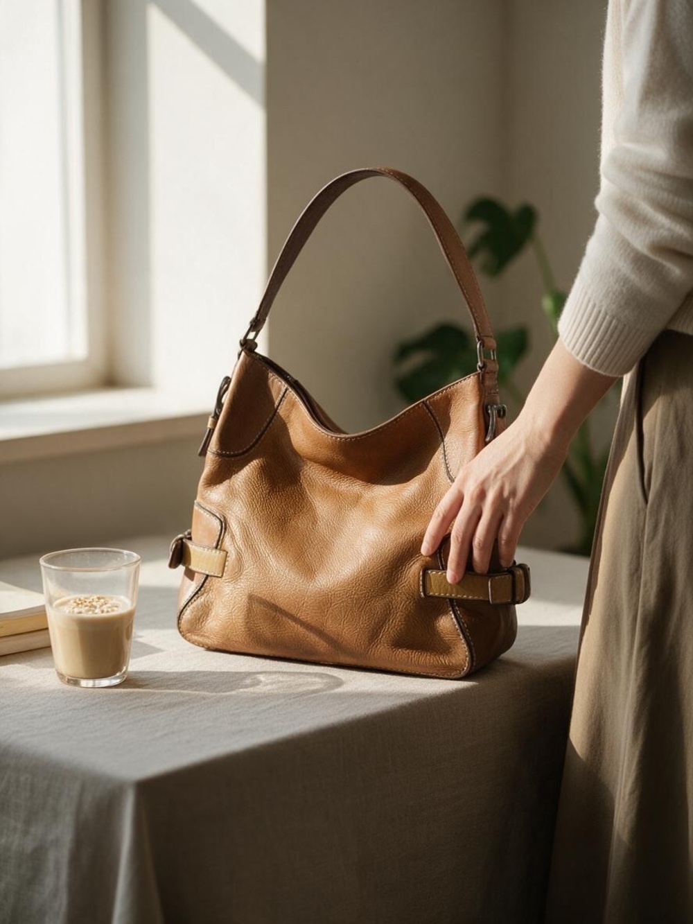 Michael Kors Everyday Hobo Shoulder Bag in Cognac Brown sku 185
